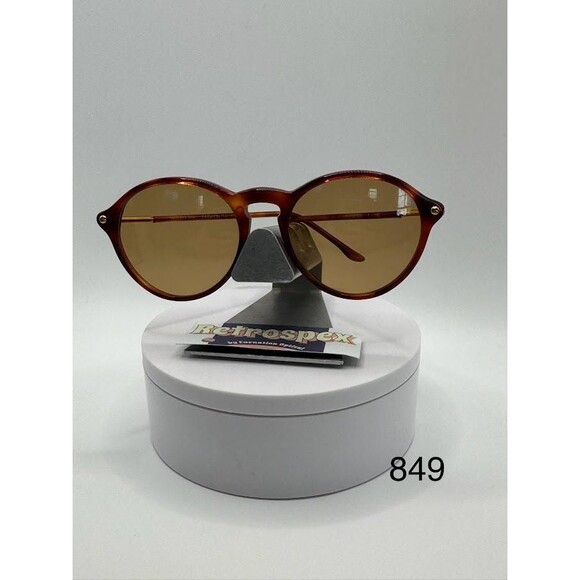 NEW VTG Sunglasses Round Plastic Tortoise Style | Brown Lens #849 Made In Italy main image 4